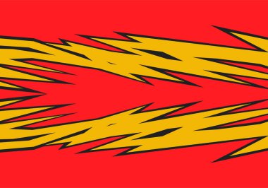 Sarı dikenli ve zikzak çizgisi desenli soyut kırmızı arkaplan ve bazı kopyalama alanı