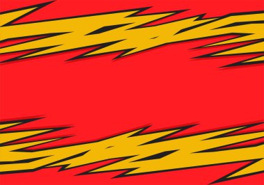 Sarı dikenli ve zikzak çizgisi desenli soyut kırmızı arkaplan ve bazı kopyalama alanı