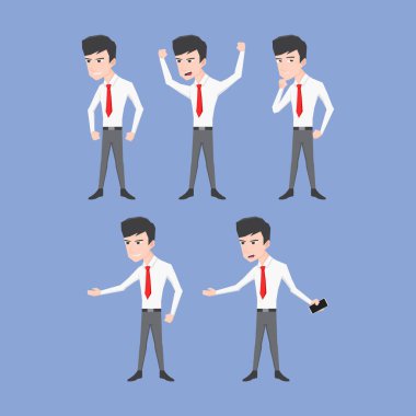 Bazı ifadeleri olan bir iş adamının çizimi.