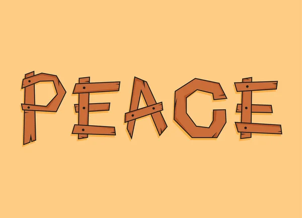 Peace Text Wooden Texture Pattern — Stock Vector