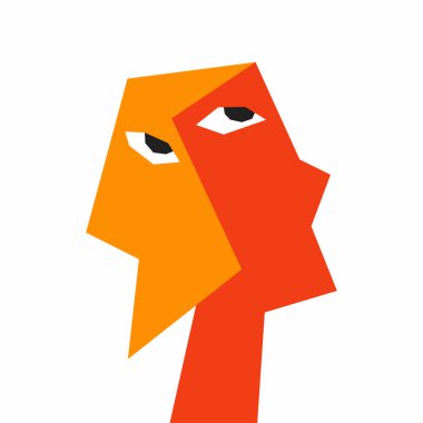 İki farklı ifade ile basit soyut yüz sanatı