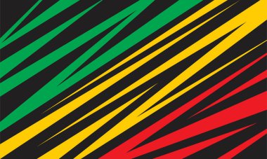 Minimalist background with abstract slash and stripe pattern and with Jamaican color theme clipart