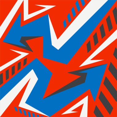 Çeşitli ok ve şerit desenli soyut arkaplan