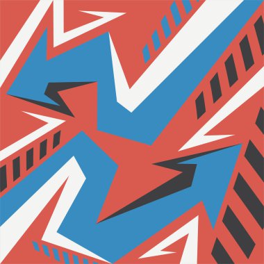 Çeşitli ok ve şerit desenli soyut arkaplan