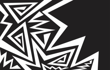 Düzensiz çizgiler, çeşitli desenler ve kopyalama alanı olan soyut siyah beyaz arkaplan