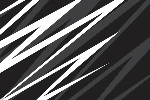 Abstract Zwart Wit Achtergrond Met Overlappende Scherpe Zigzaglijn Patroon — Stockvector