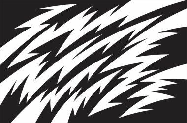 Sivri uçlu ve şimşek desenli soyut siyah beyaz arkaplan