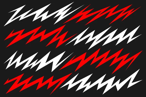 Çeşitli kırmızı ve beyaz zikzak desenleri ayarlandı