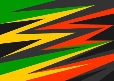 Renkli, keskin ve zikzak desenli soyut arkaplan ve Jamaika renk temalı