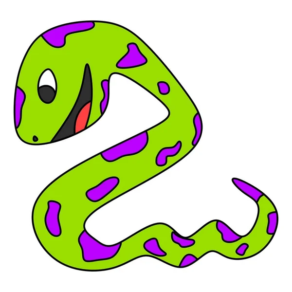 Illustration Cute Green Snake Some Purple Dots — ストックベクタ