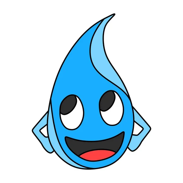 Illustration Cute Cheerful Water Drop Character — Image vectorielle