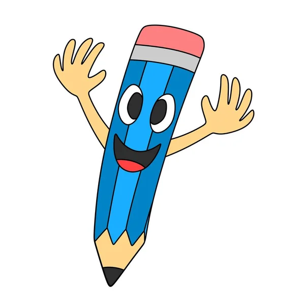 Illustration Cute Cheerful Pencil Character — Image vectorielle