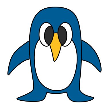 An illustration of a cute blue penguin