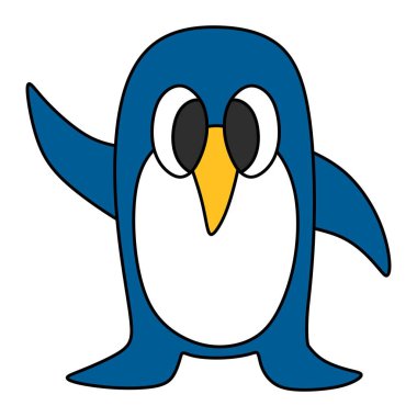 An illustration of a cute blue penguin