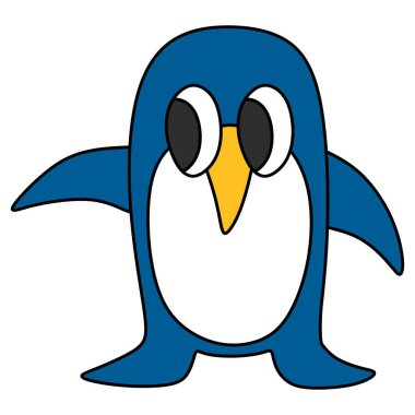 An illustration of a cute blue penguin
