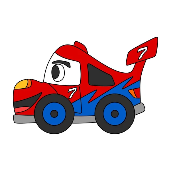 Illustration Cute Cartoon Racing Car — Vettoriale Stock