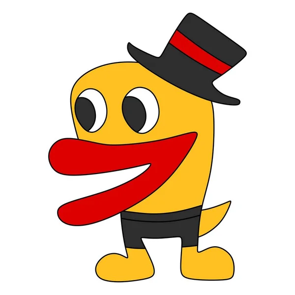 Illustration Cute Yellow Animal Character Magician Hat — Image vectorielle