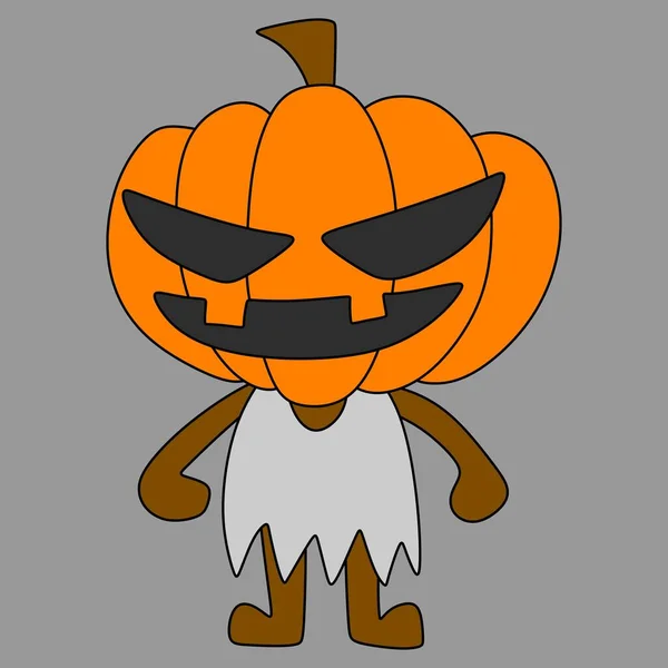 Иллюстрация Милого Персонажа Тыквы Хэллоуин — стоковый вектор