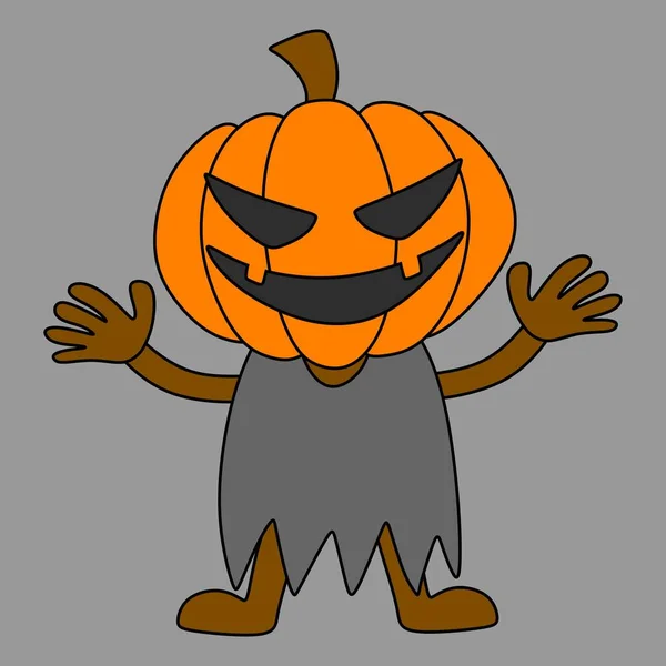 Illustration Cute Halloween Pumpkin Character — Image vectorielle