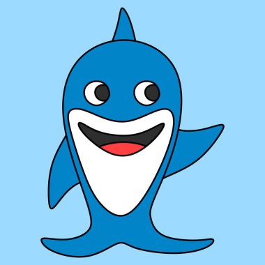 An illustration of a cute blue fish character