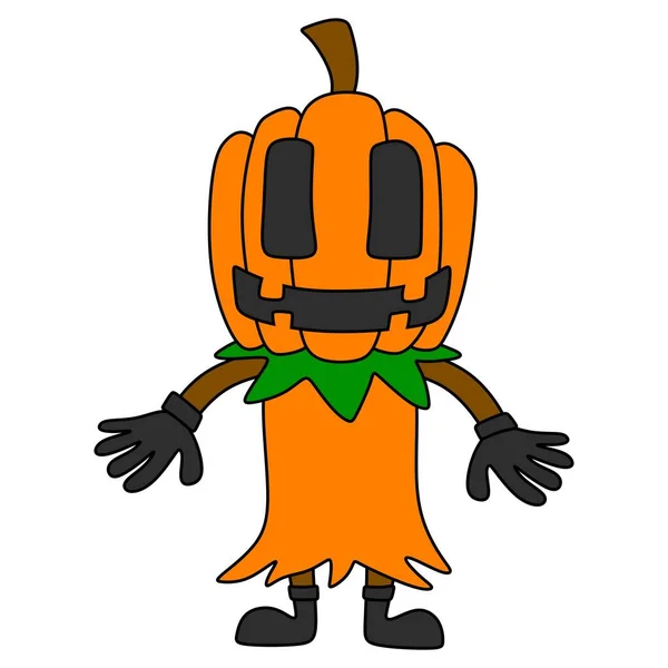 Illustration Cute Halloween Pumpkin Character — Stockvektor