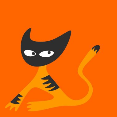 Siyah kafalı turuncu bir kedinin soyut çizimi