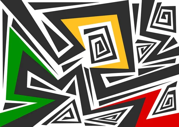 Abstracte Achtergrond Met Onregelmatige Lijnen Verschillende Patronen Met Jamaicaanse Kleur — Stockvector