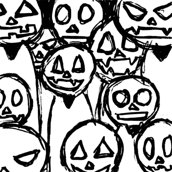 Esboço Fundo Halloween Com Algum Fantasma Desenho Esboço — Vetor de Stock