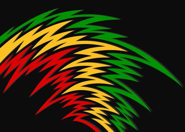 Abstracte Achtergrond Met Verloop Gebogen Spikes Patroon Met Jamaicaanse Kleur — Stockvector