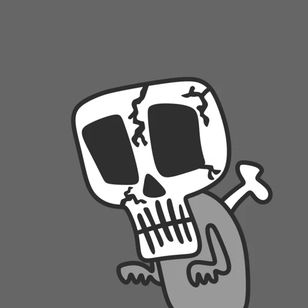 かわいい頭蓋骨の幽霊のイラスト 頭のマスコット スカルゴーストマスコット — ストックベクタ