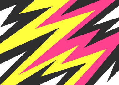 Renkli, keskin ve zikzak desenli soyut bir arkaplan. Soyut geometrik duvar kağıdı