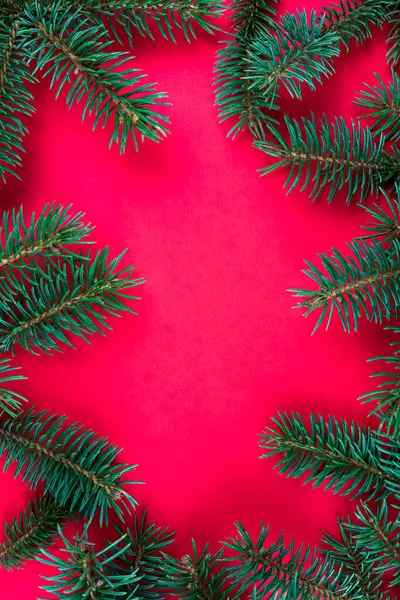크리스마스 나뭇가지가 배경에 중간에 있습니다 종이접기 텍스트넣기 — 스톡 사진