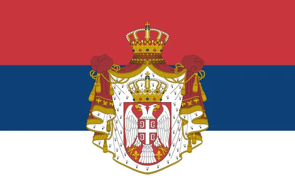 带有纹章的塞尔维亚国旗3D插图 — 图库照片