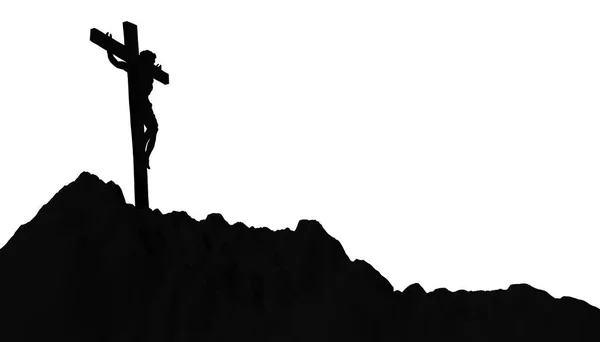 Jesucristo Crucificado Cruz Calvario Silueta Colina Ilustración — Foto de Stock