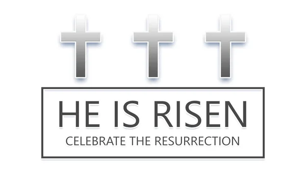 Resucitado Celebra Resurrección Texto Cruz Sobre Ilustración Fondo Blanco —  Fotos de Stock