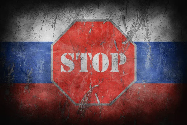 Російський Прапор Знаком Гранж Розмаїття Тріщини Ілюструють — стокове фото