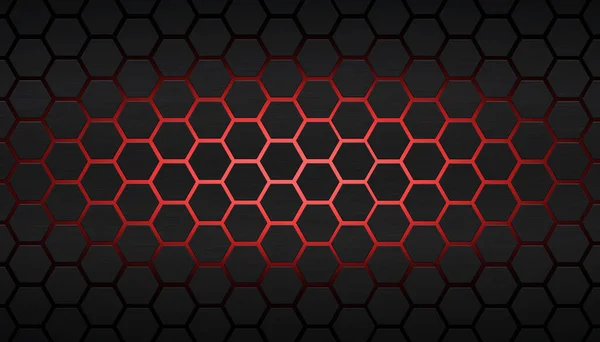 Hexagon Mörkgrått Bärverk Med Rött Ljus Modern Lyx Futuristiska Bakgrund — Stockfoto