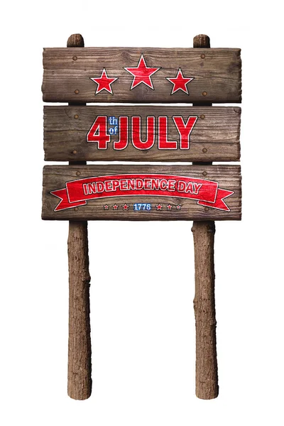 Juli Tag Der Unabhängigkeit Hölzerne Schilderillustration — Stockfoto