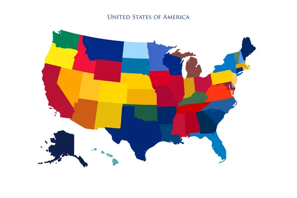 Estados Unidos América Mapa Colorido Con Estados Fronteras Ilustración —  Fotos de Stock