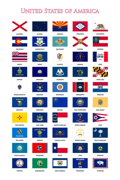 Estados Unidos América Banderas Estatales Federales Cartel Ilustración — Foto de Stock