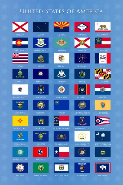 Estados Unidos América Banderas Estatales Federales Cartel Ilustración — Foto de Stock
