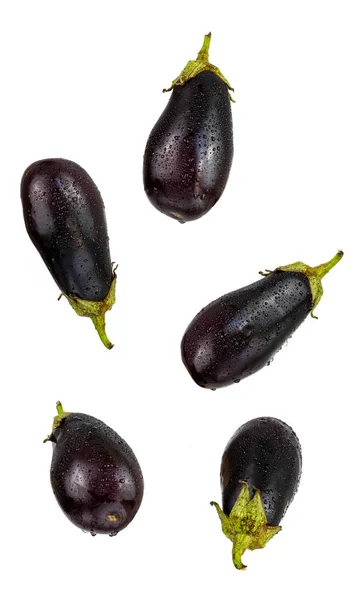 Aubergines Isolées Sur Fond Blanc Légumes Frais Biologiques Sains — Photo