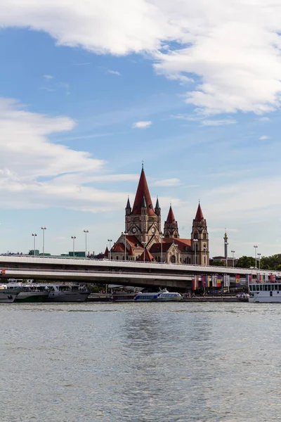 Vienna Austria August 2019 Saint Francis Assisi Church Imperial Bridge — Fotografia de Stock