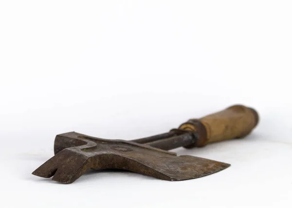 Vintage Rusted Axe Isolated White Background — Stok fotoğraf