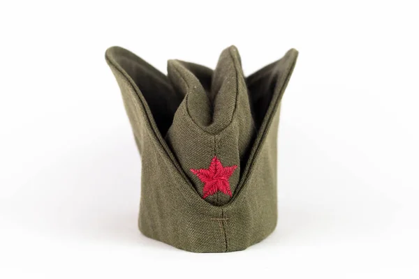 Military Cap Yugoslavian Army Side Cap Red Star Time Communism — Stockfoto