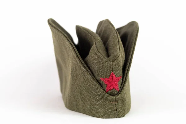 Military Cap Yugoslavian Army Side Cap Red Star Time Communism — Stockfoto