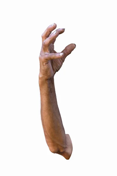 Läskig Zombie Hand Isolerad Fast Vit Bakgrund — Stockfoto