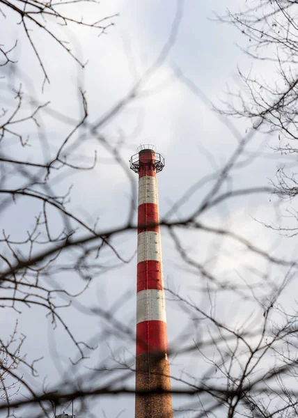 Camino Industriale Inquinamento Atmosferico Riscaldamento Globale — Foto Stock