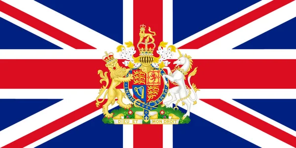 Regno Unito Bandiera Con Stemma Reale Illustrazione — Foto Stock