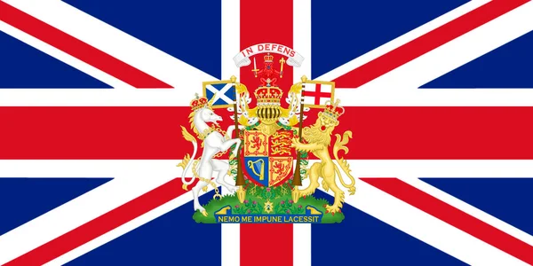 スコットランドで使用される腕のロイヤルコートとイギリス国旗3Dイラスト — ストック写真